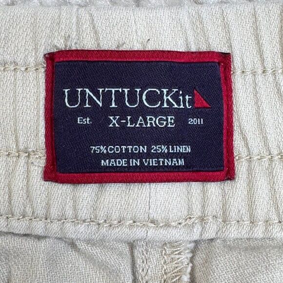 UNTUCKit Whitley Shorts Elastic Drawstring Beige Khaki Mens XL - Picture 3 of 6
